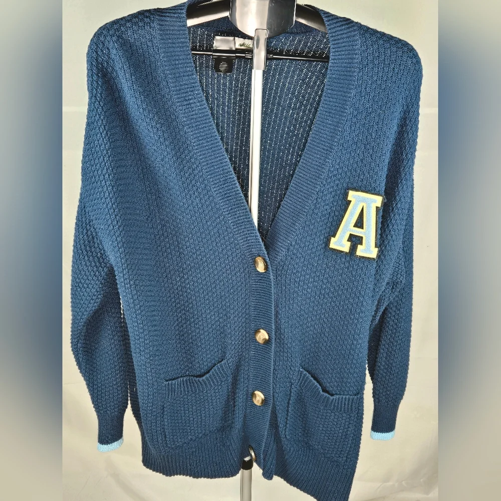 Aerie Preppy Heritage Academia Varsity‎ Button Cardigan Sweatee, Medium